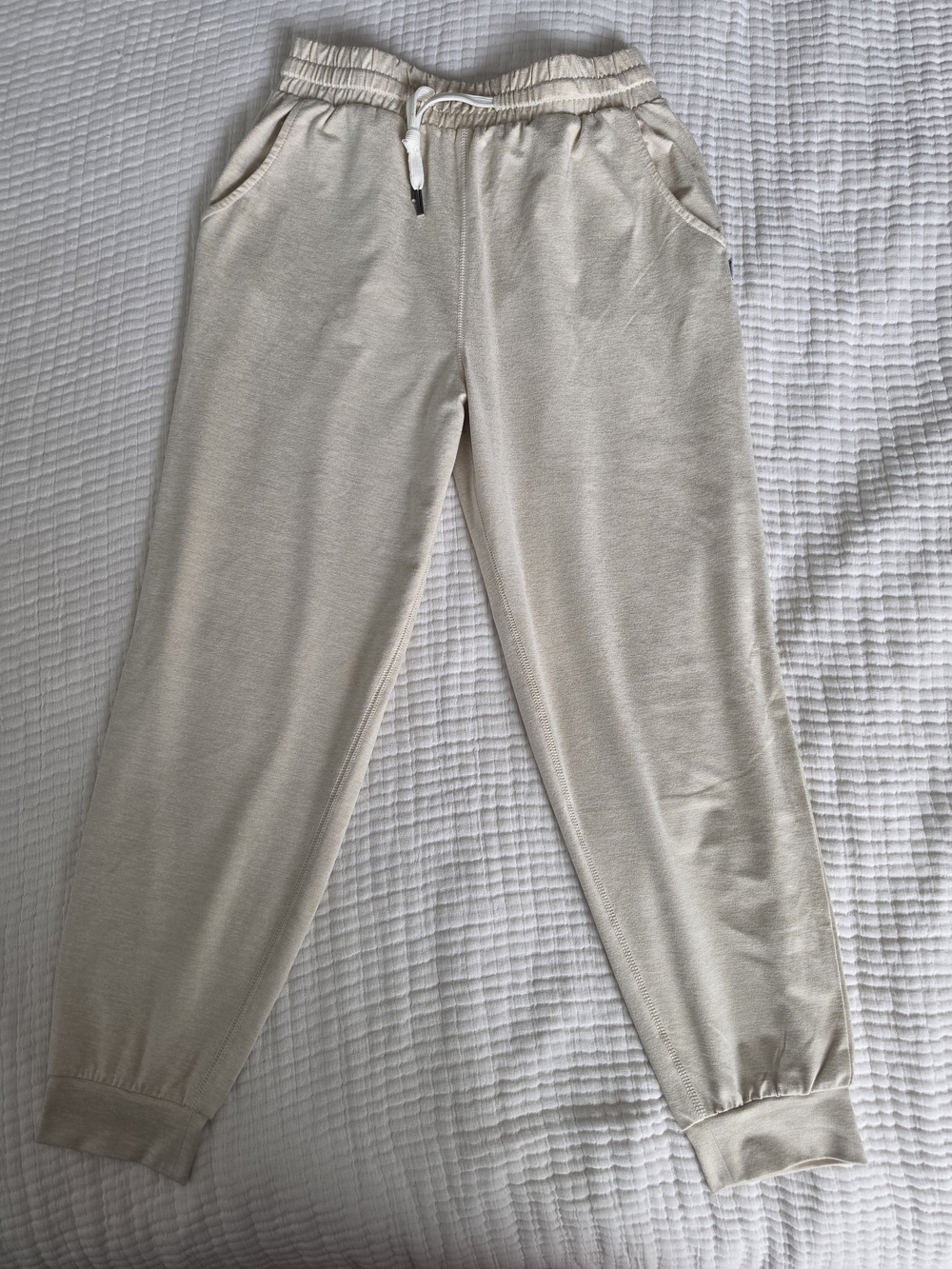Light Cream Women's Jogger Pants with Drawstring Waist